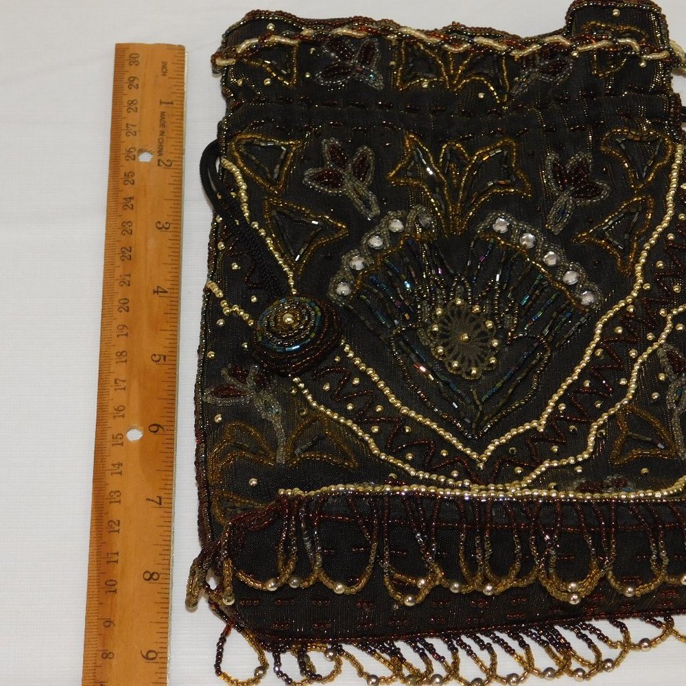 Beaded Vintage? Drawstring Handbag Crossbody Gorgeous Design - Picture 13 of 13